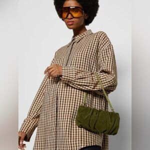 STAUD convertible bean bag in olive suede